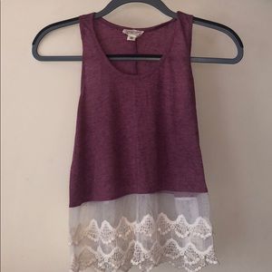 Berry Pink and White Peplum Lace Tank